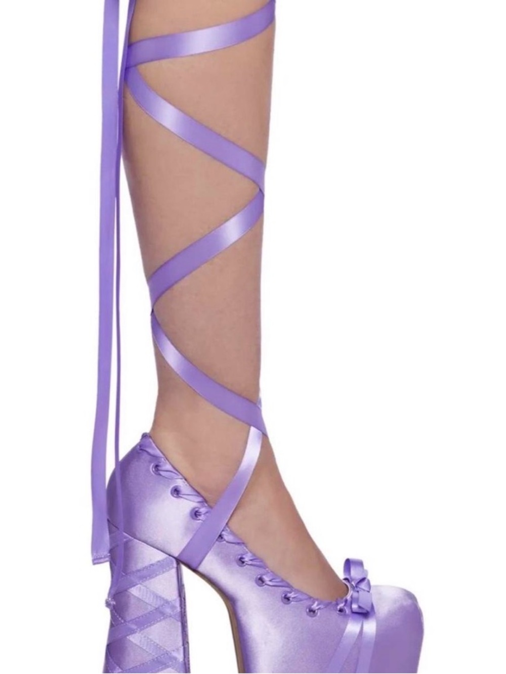Rare - Sugar Thrillz Lavender Satin Platform Heels - Picture 2 of 4